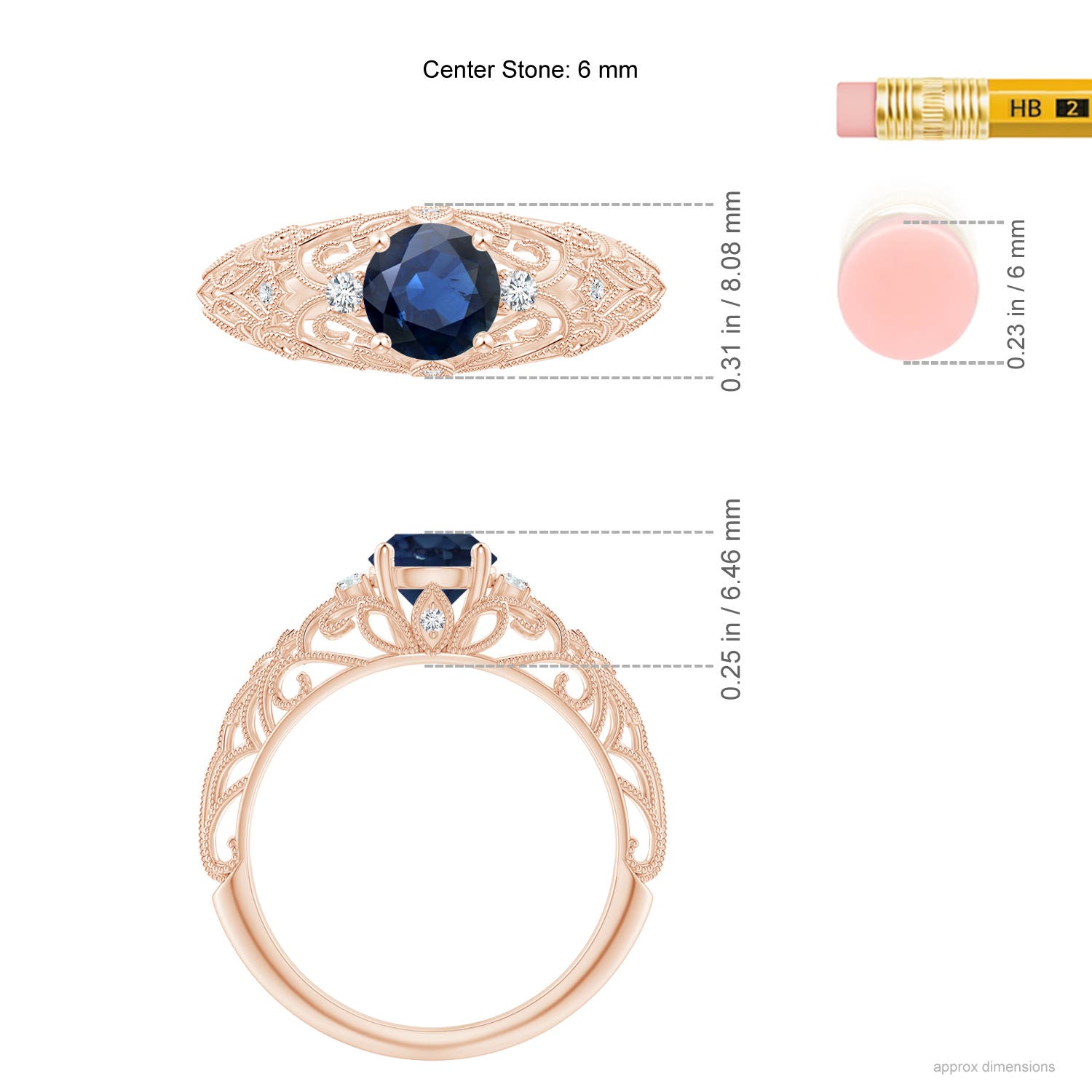 AA - Blue Sapphire / 1.07 CT / 14 KT Rose Gold