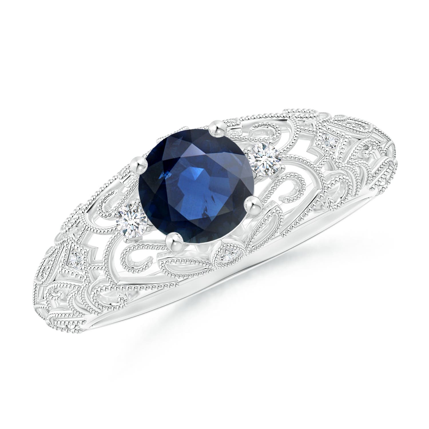 AA - Blue Sapphire / 1.07 CT / 14 KT White Gold