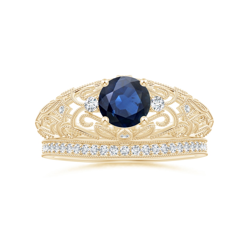 6mm AA Aeon Vintage Style Solitaire Sapphire Filigree Engagement Ring in Yellow Gold side-3