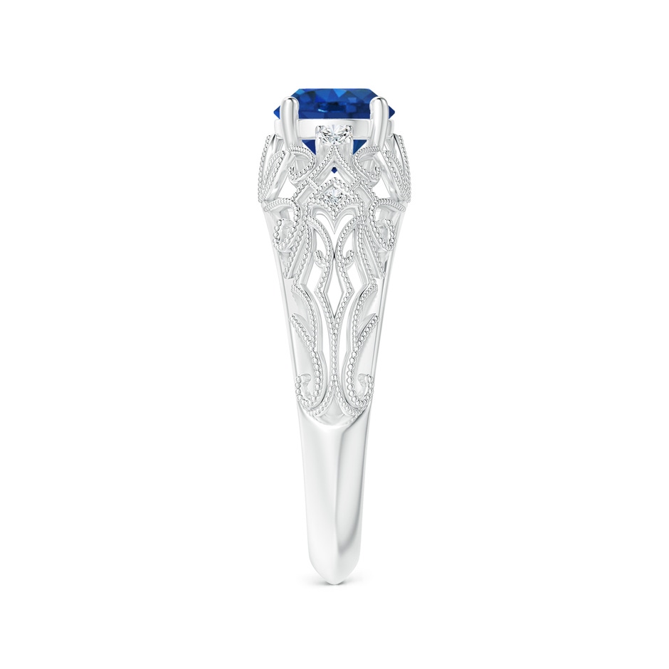 6mm AAA Aeon Vintage Style Solitaire Sapphire Filigree Engagement Ring in 18K White Gold side-2
