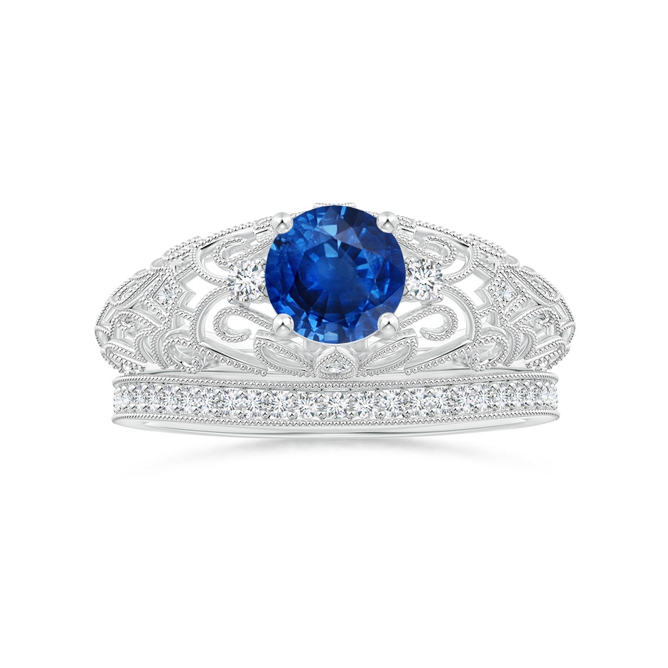 6mm AAA Aeon Vintage Style Solitaire Sapphire Filigree Engagement Ring in 18K White Gold side-3