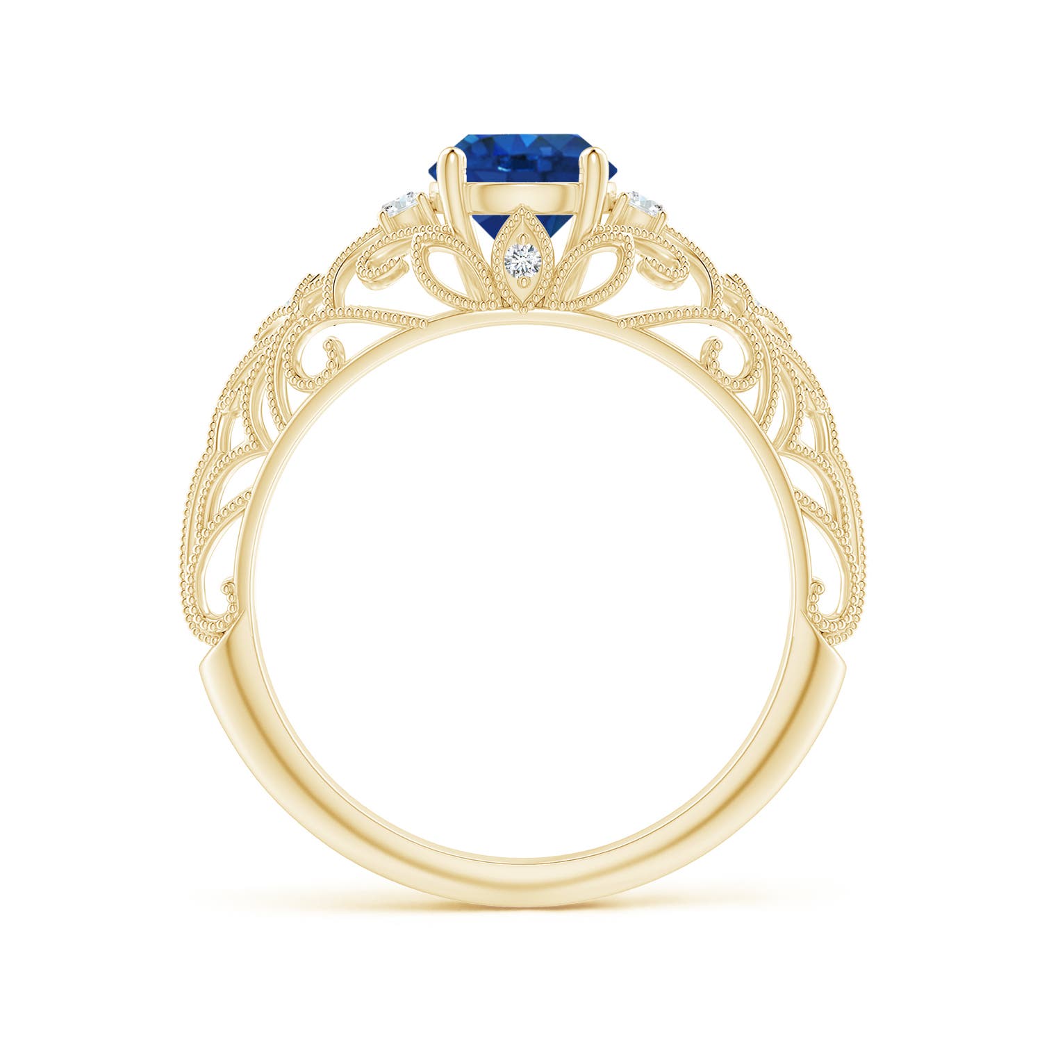 6mm AAA Aeon Vintage Style Solitaire Sapphire Filigree Engagement Ring in 18K Yellow Gold