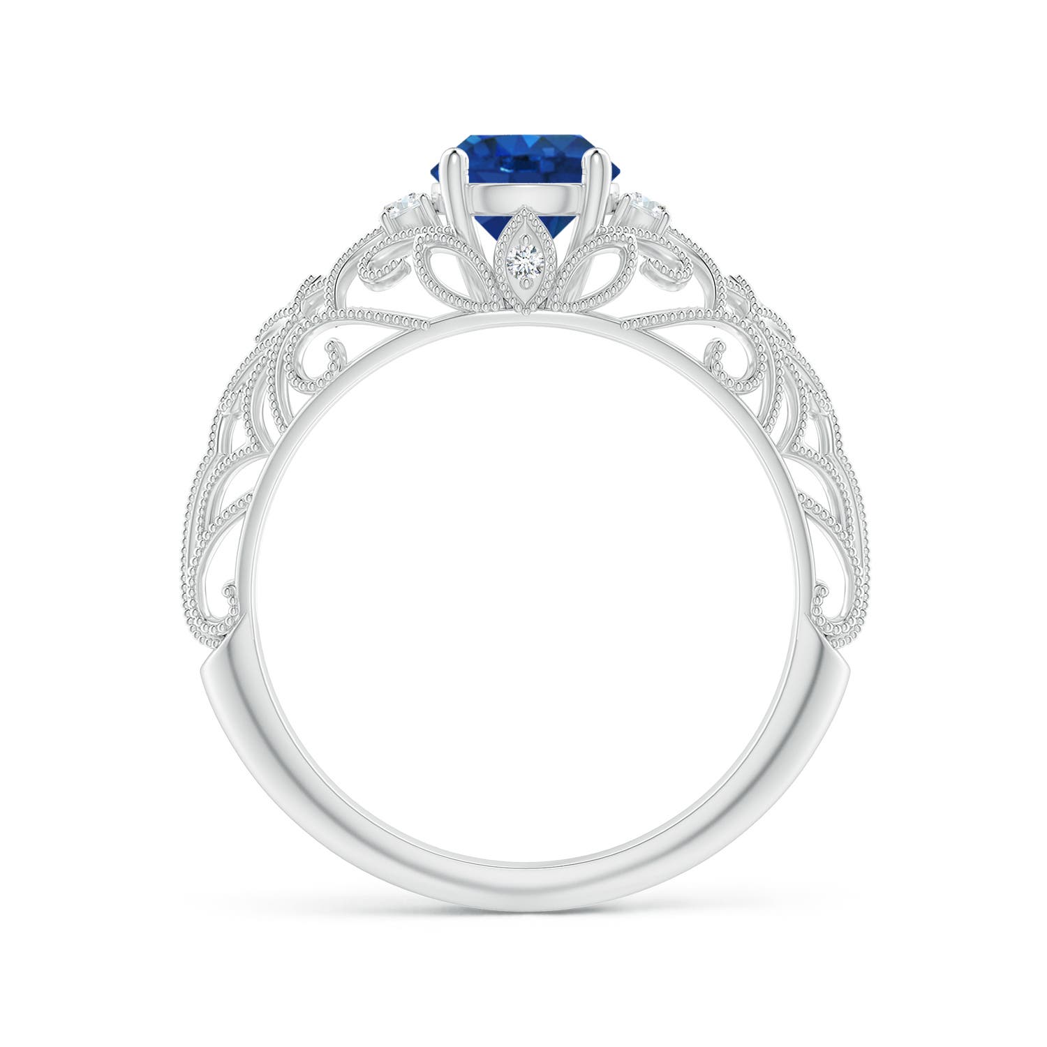 AAA - Blue Sapphire / 1.07 CT / 14 KT White Gold