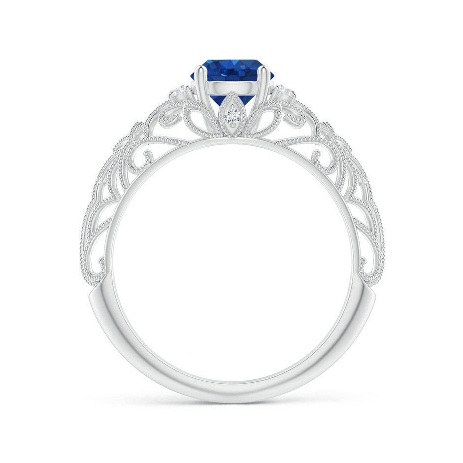 6mm AAA Aeon Vintage Style Solitaire Sapphire Filigree Engagement Ring in White Gold side-1