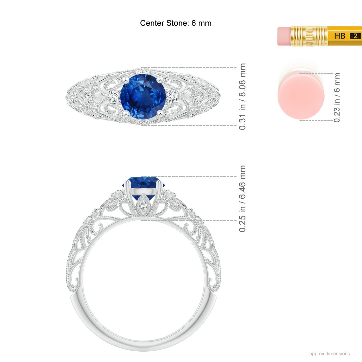 AAA - Blue Sapphire / 1.07 CT / 14 KT White Gold