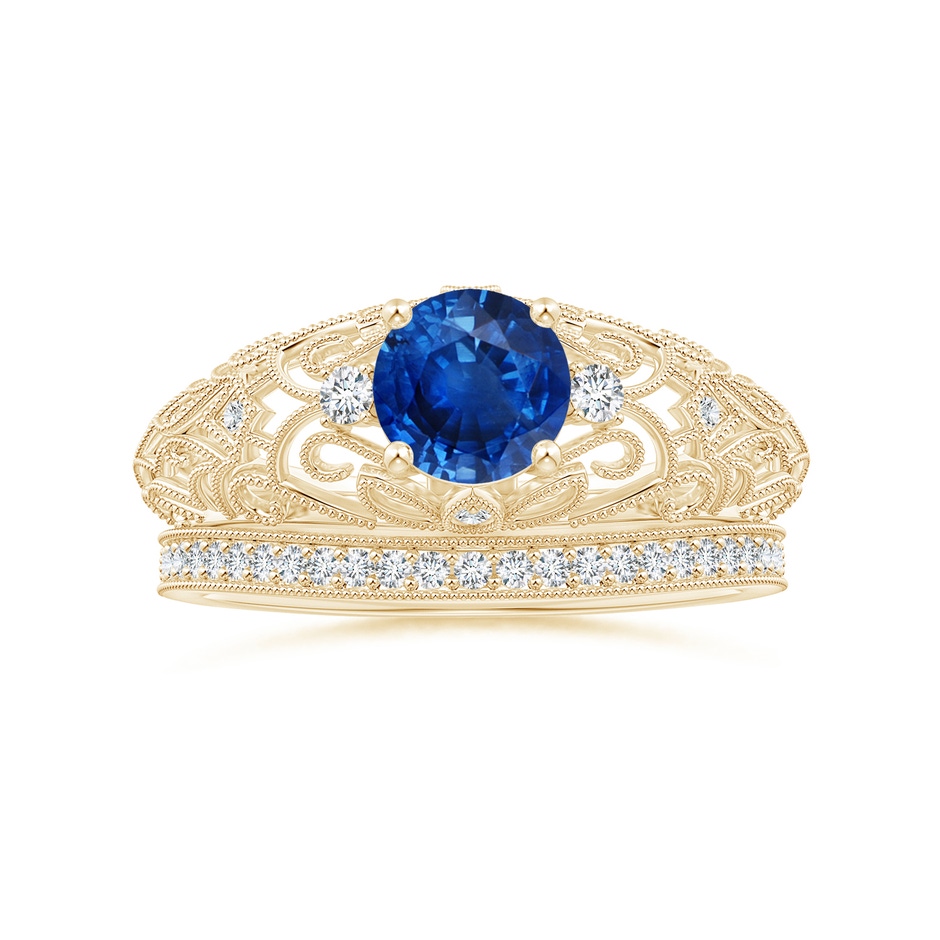 6mm AAA Aeon Vintage Style Solitaire Sapphire Filigree Engagement Ring in Yellow Gold side-3