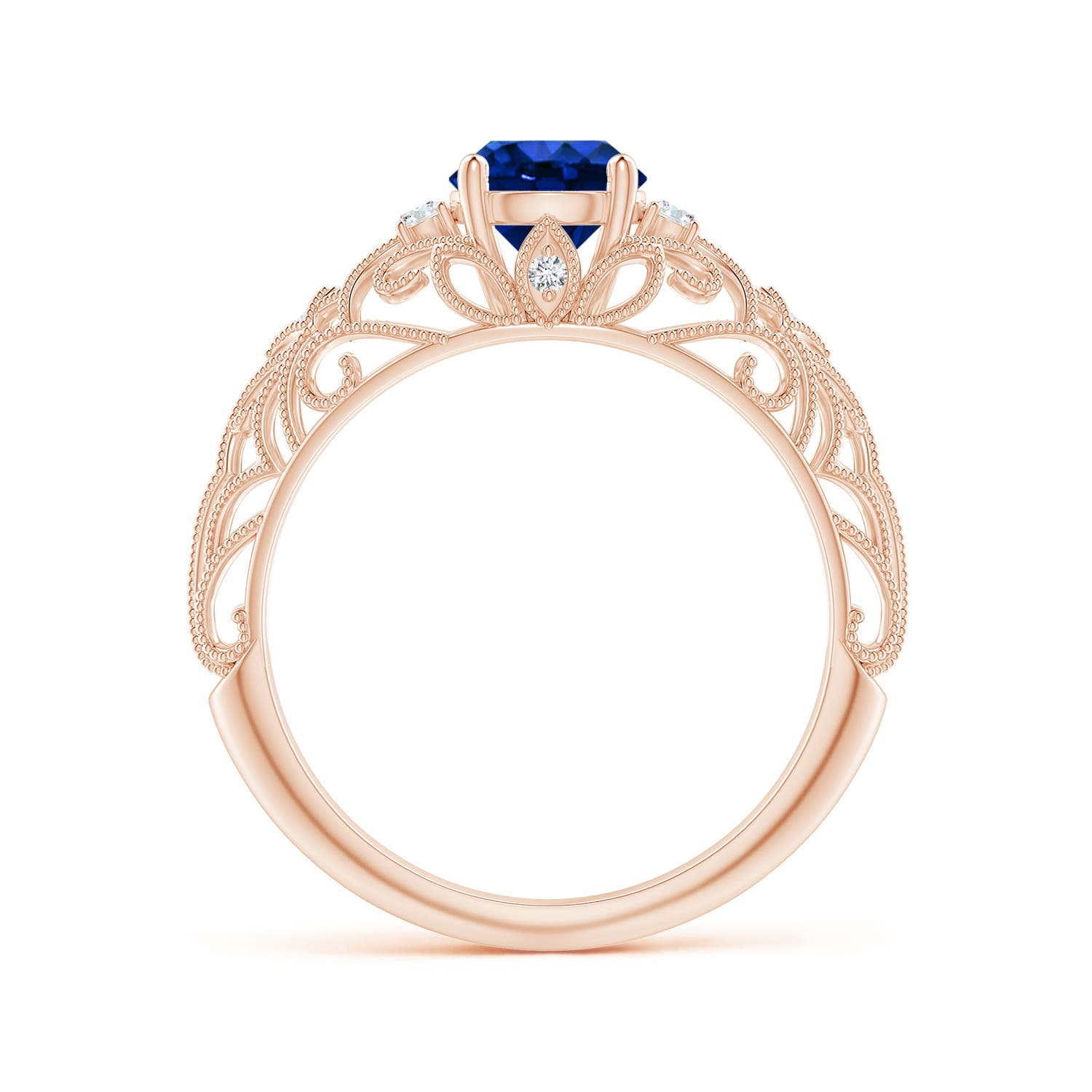 AAAA - Blue Sapphire / 1.07 CT / 14 KT Rose Gold