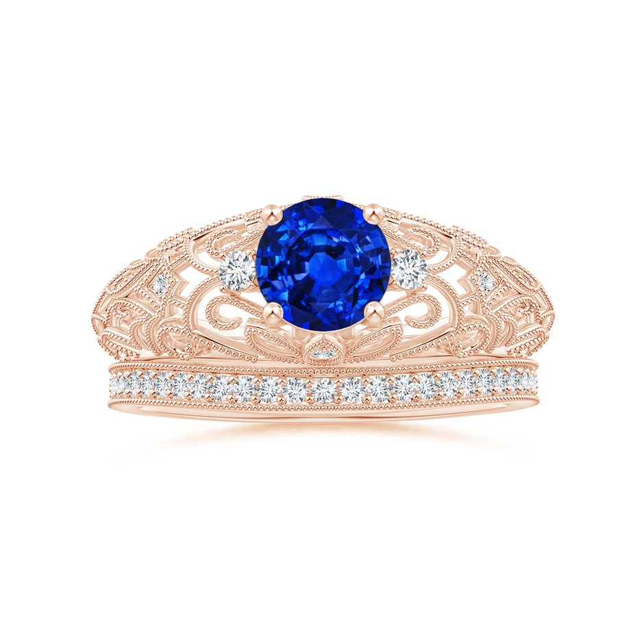 6mm Lab-Grown Aeon Vintage Style Solitaire Sapphire Filigree Engagement Ring in Rose Gold side-3