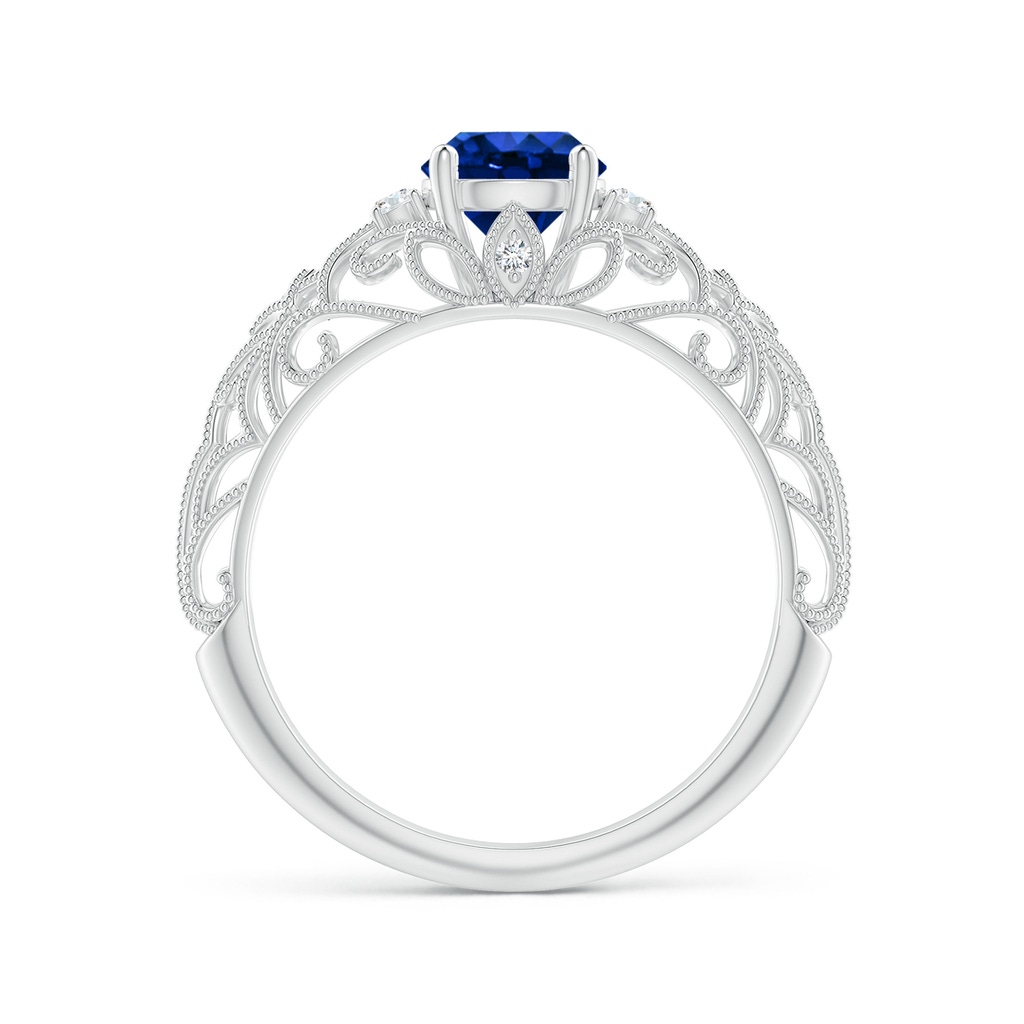 6mm Lab-Grown Aeon Vintage Style Solitaire Sapphire Filigree Engagement Ring in White Gold - side_1