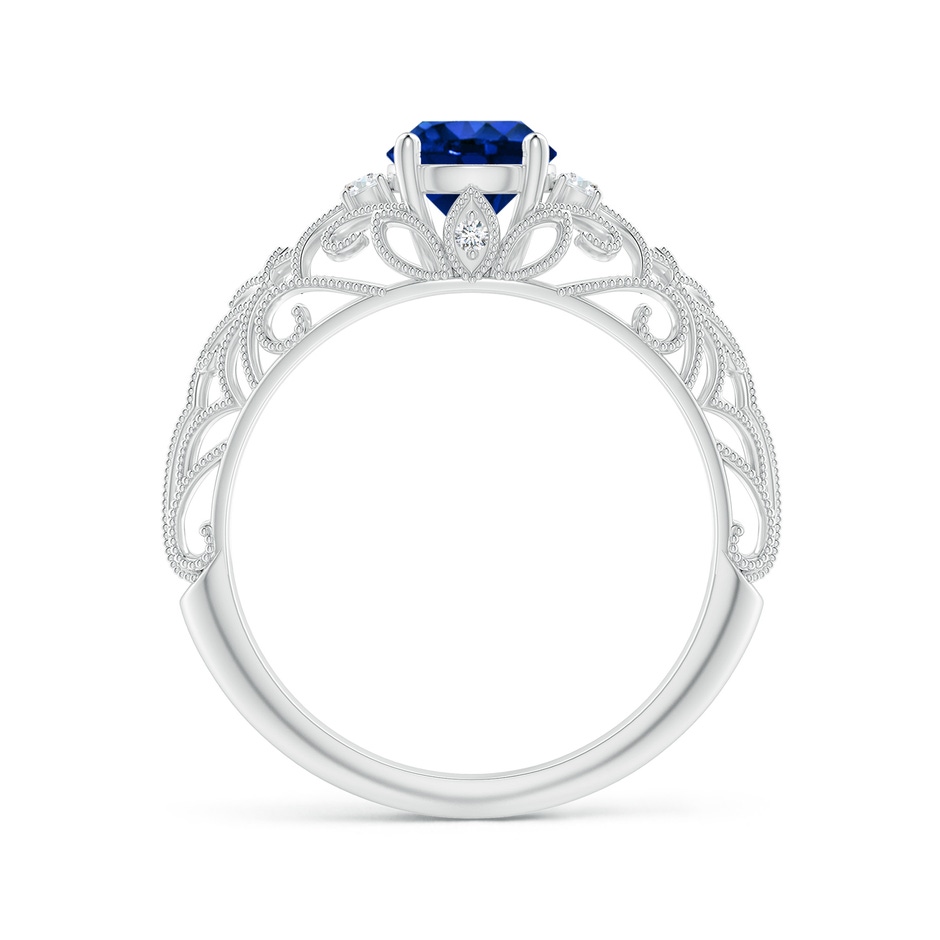 6mm Lab-Grown Aeon Vintage Style Solitaire Sapphire Filigree Engagement Ring in White Gold side-1