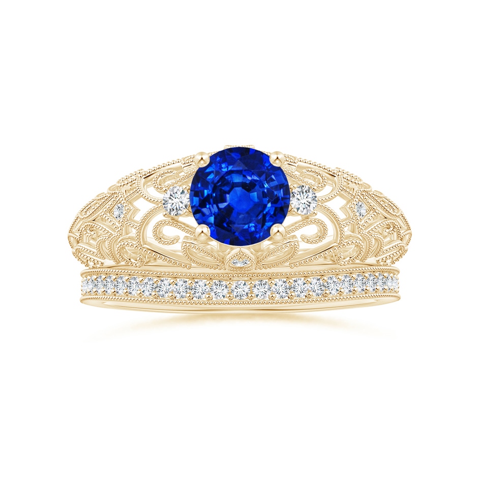 6mm AAAA Aeon Vintage Style Solitaire Sapphire Filigree Engagement Ring in Yellow Gold side-3
