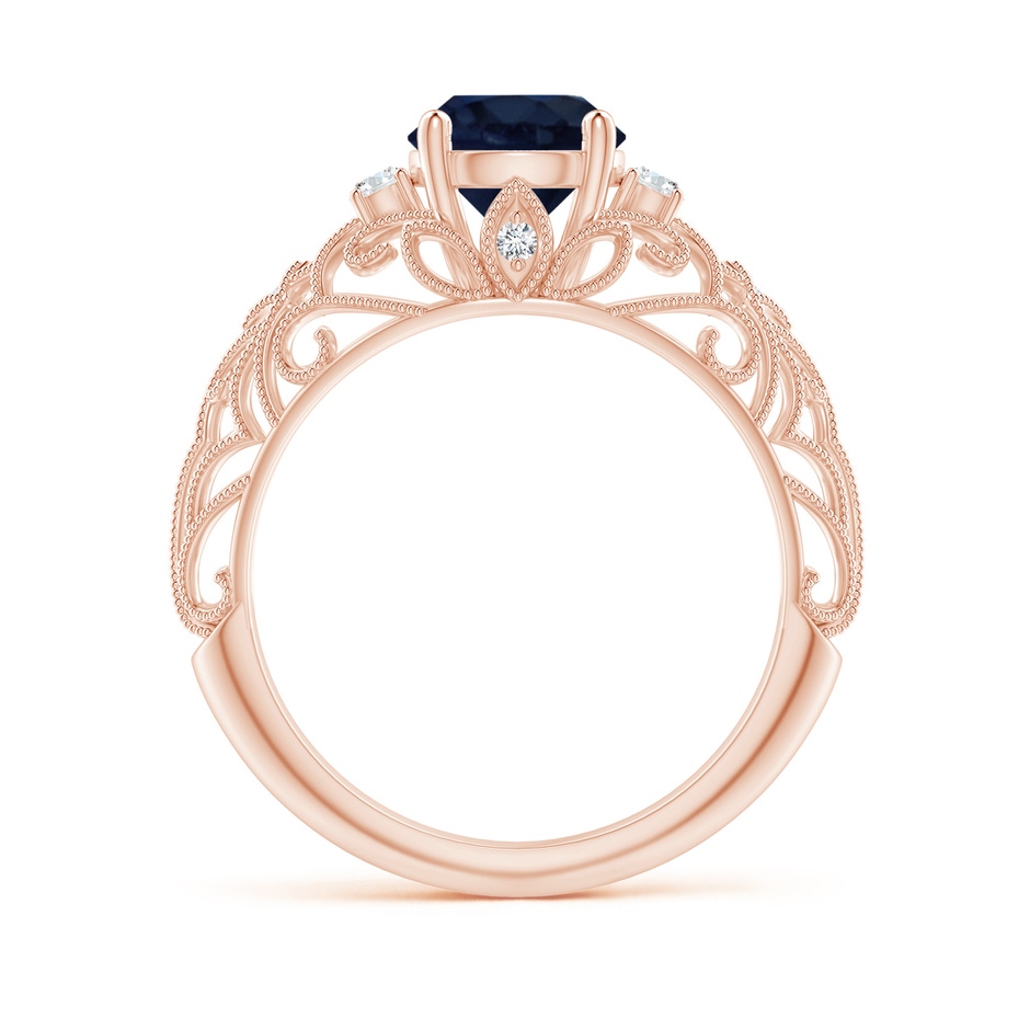 7mm A Aeon Vintage Style Solitaire Sapphire Filigree Engagement Ring in 18K Rose Gold side-1