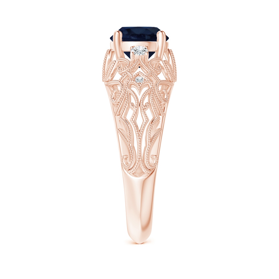 7mm A Aeon Vintage Style Solitaire Sapphire Filigree Engagement Ring in 18K Rose Gold side-2