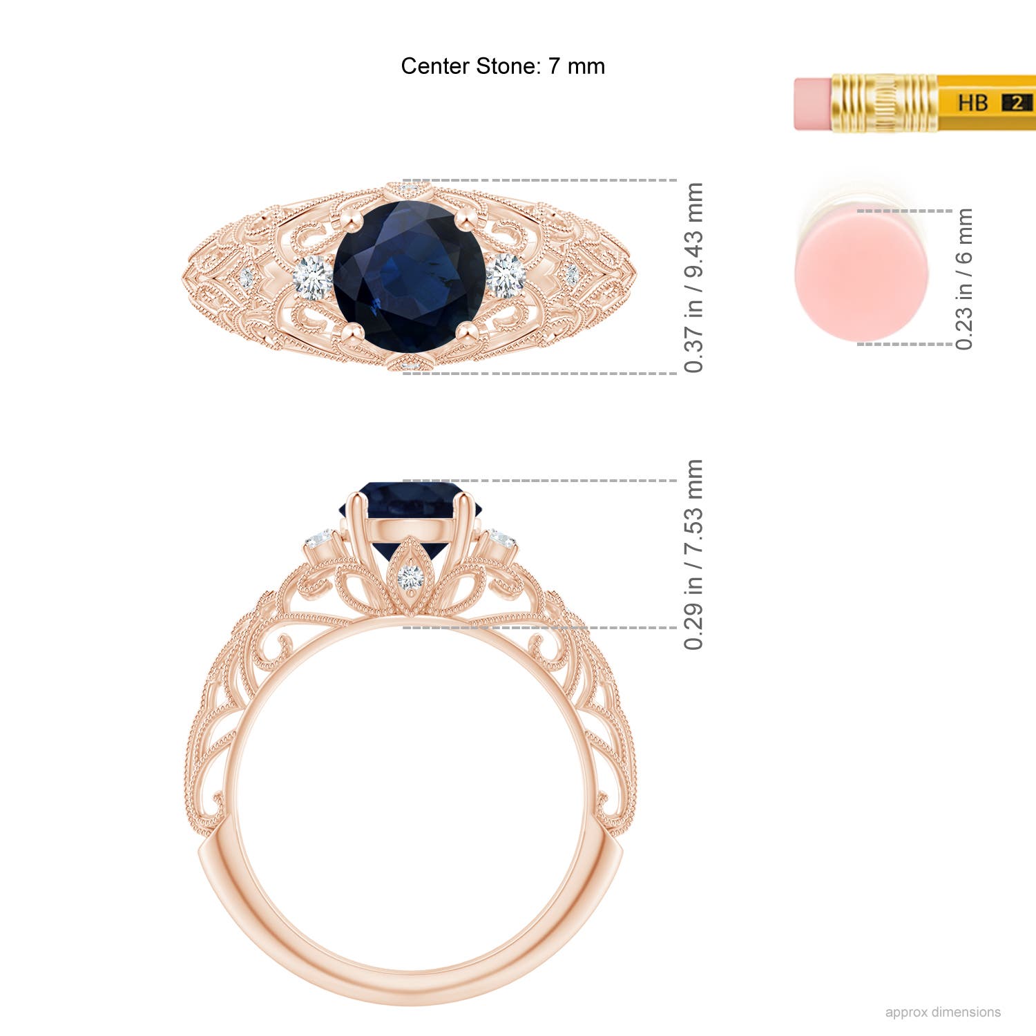 A - Blue Sapphire / 1.7 CT / 14 KT Rose Gold