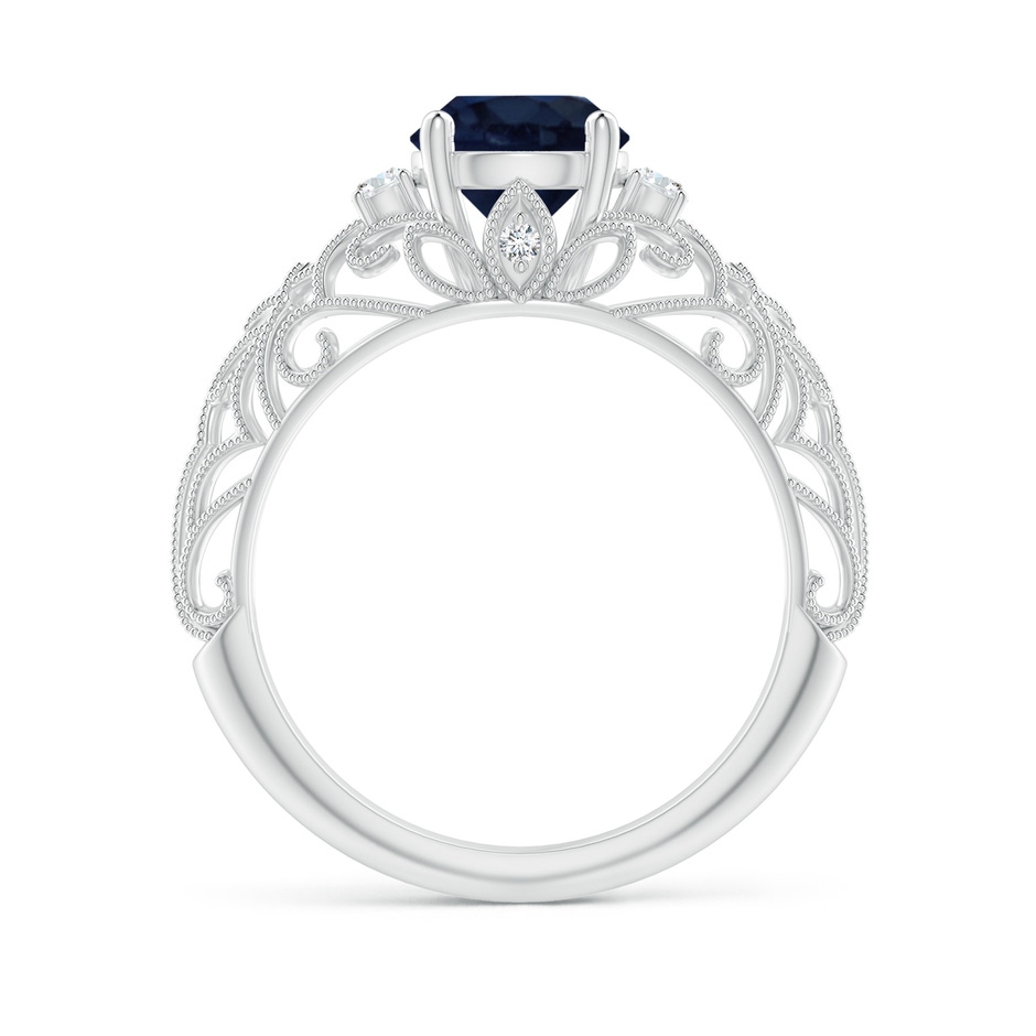 7mm A Aeon Vintage Style Solitaire Sapphire Filigree Engagement Ring in White Gold side-1