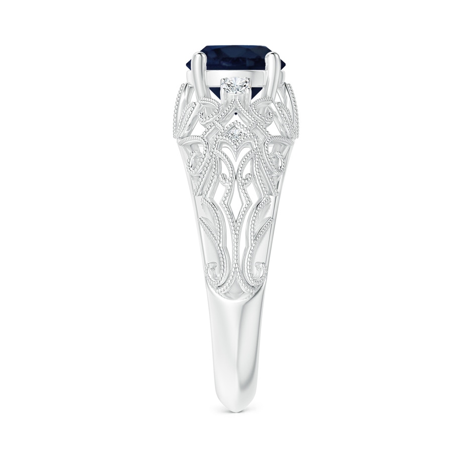 7mm A Aeon Vintage Style Solitaire Sapphire Filigree Engagement Ring in White Gold side-2