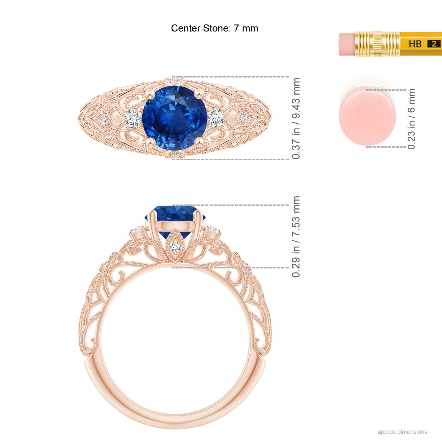 AAA - Blue Sapphire / 1.7 CT / 14 KT Rose Gold