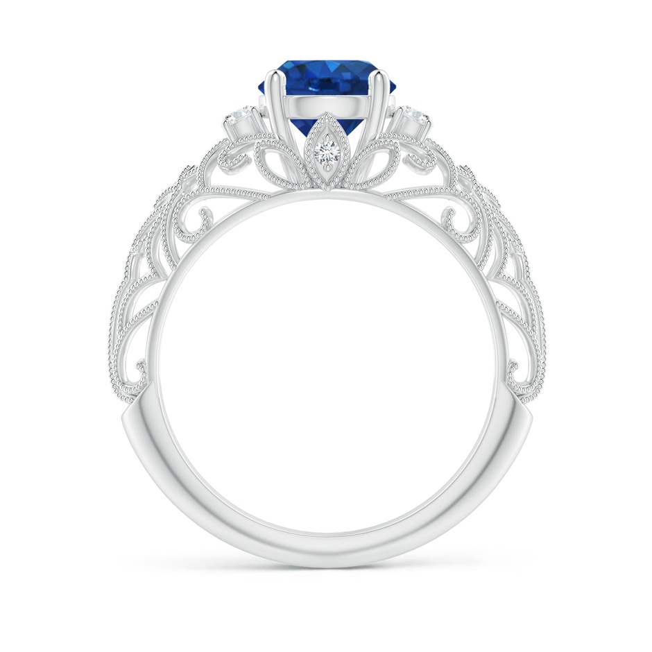 7mm AAA Aeon Vintage Style Solitaire Sapphire Filigree Engagement Ring in White Gold side-1
