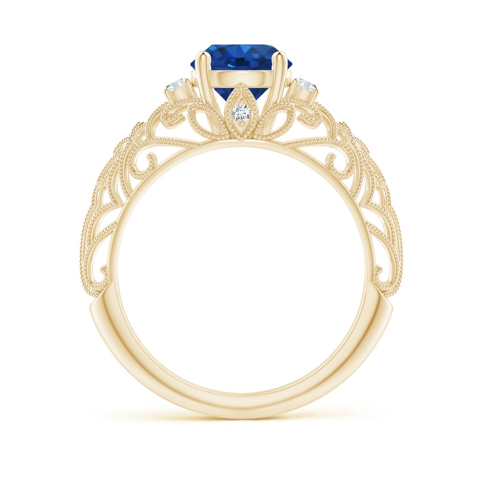 7mm AAA Aeon Vintage Style Solitaire Sapphire Filigree Engagement Ring in Yellow Gold side-1