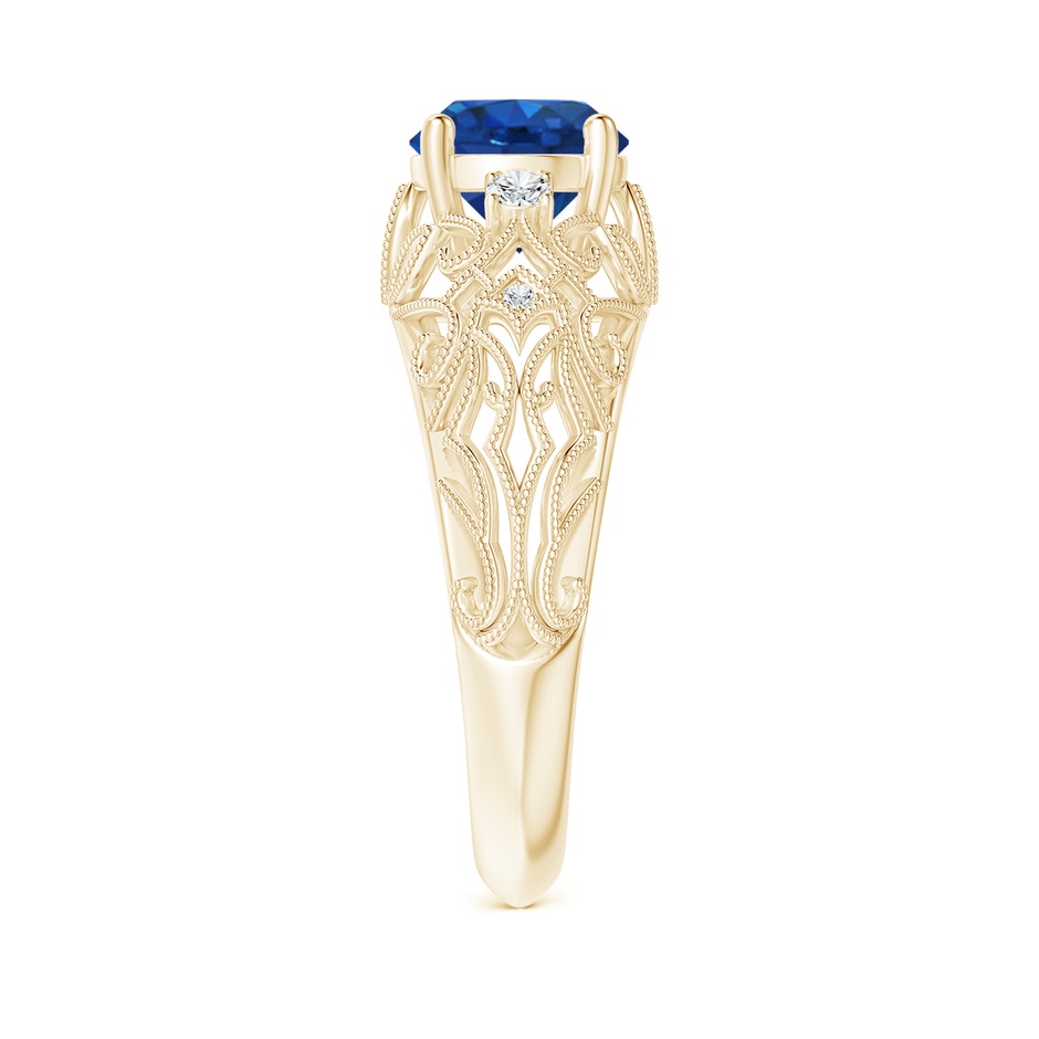 7mm AAA Aeon Vintage Style Solitaire Sapphire Filigree Engagement Ring in Yellow Gold side-2