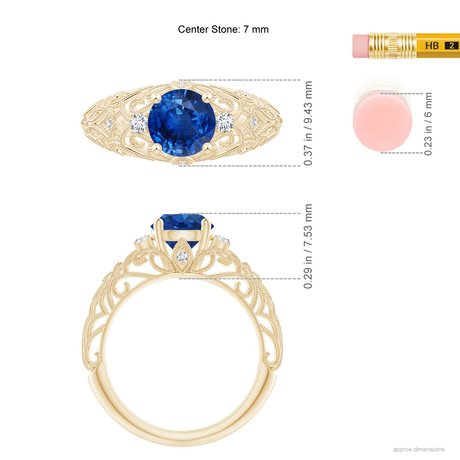 AAA - Blue Sapphire / 1.7 CT / 14 KT Yellow Gold