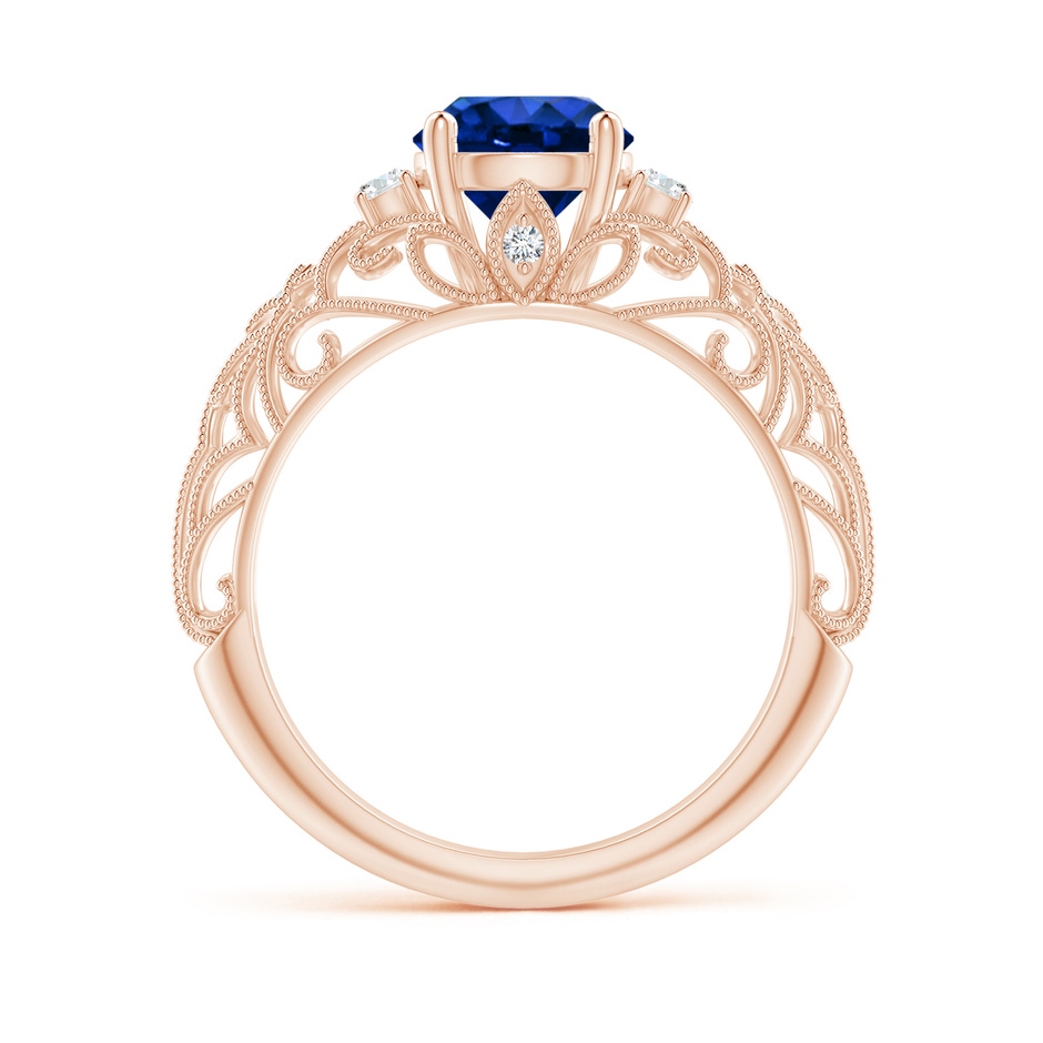 7mm Lab-Grown Aeon Vintage Style Solitaire Sapphire Filigree Engagement Ring in Rose Gold side-1