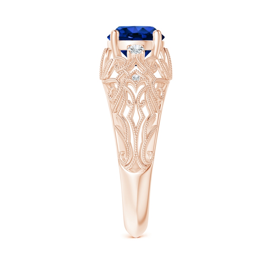 7mm Lab-Grown Aeon Vintage Style Solitaire Sapphire Filigree Engagement Ring in Rose Gold side-2