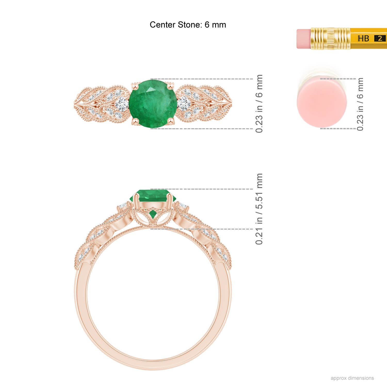 A - Emerald / 0.94 CT / 14 KT Rose Gold