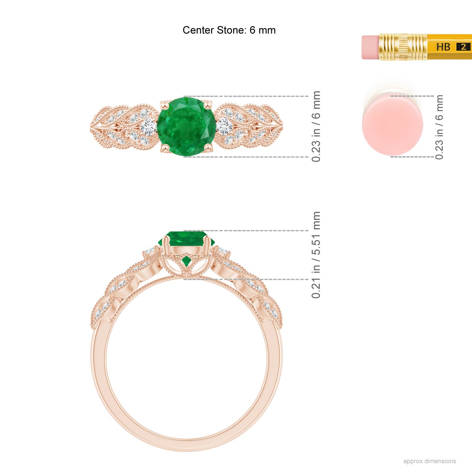 AA - Emerald / 0.94 CT / 14 KT Rose Gold