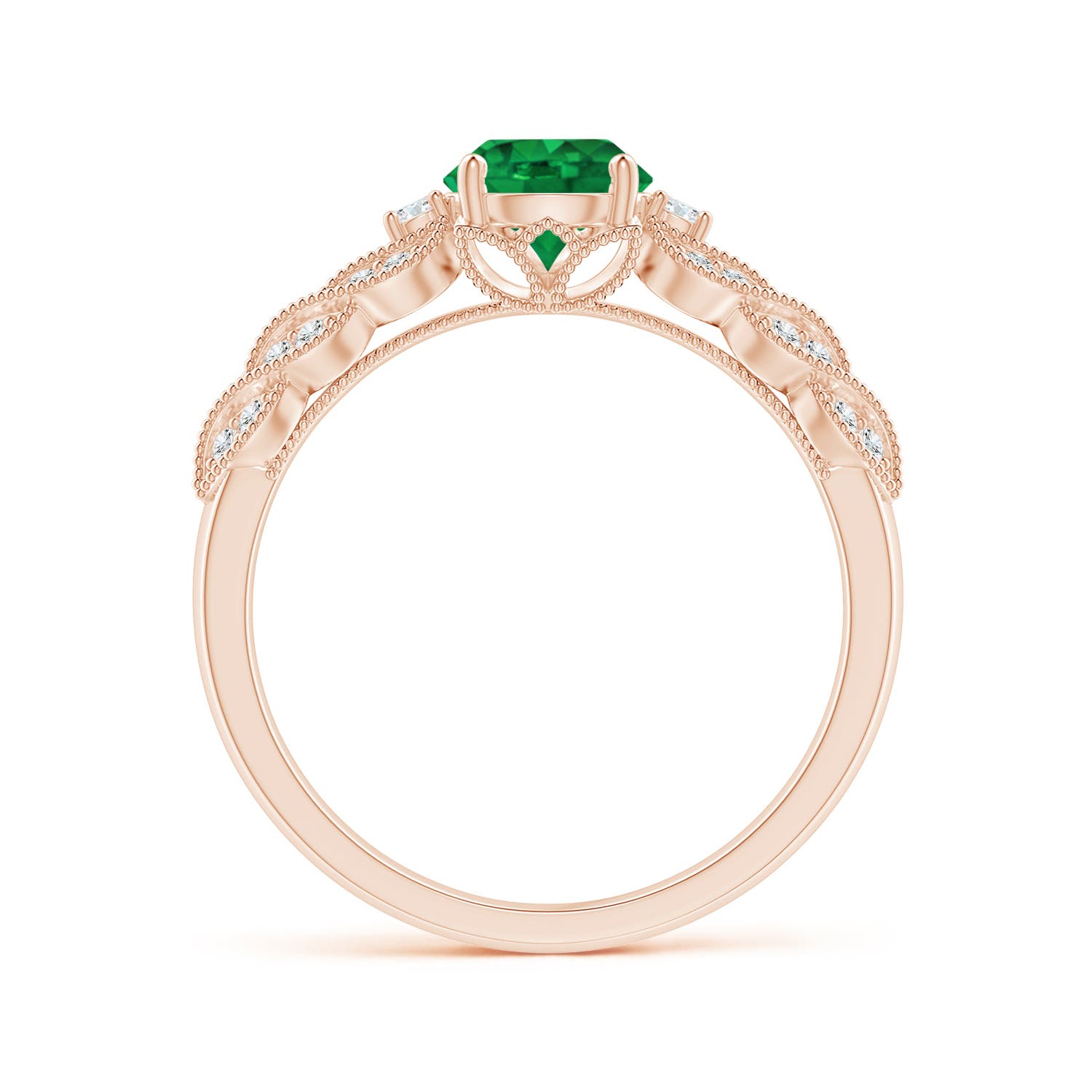 AAA - Emerald / 0.94 CT / 14 KT Rose Gold