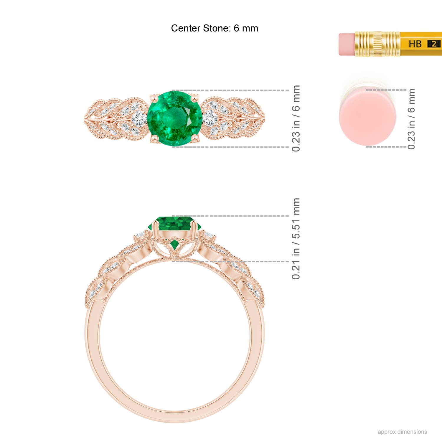 AAA - Emerald / 0.94 CT / 14 KT Rose Gold