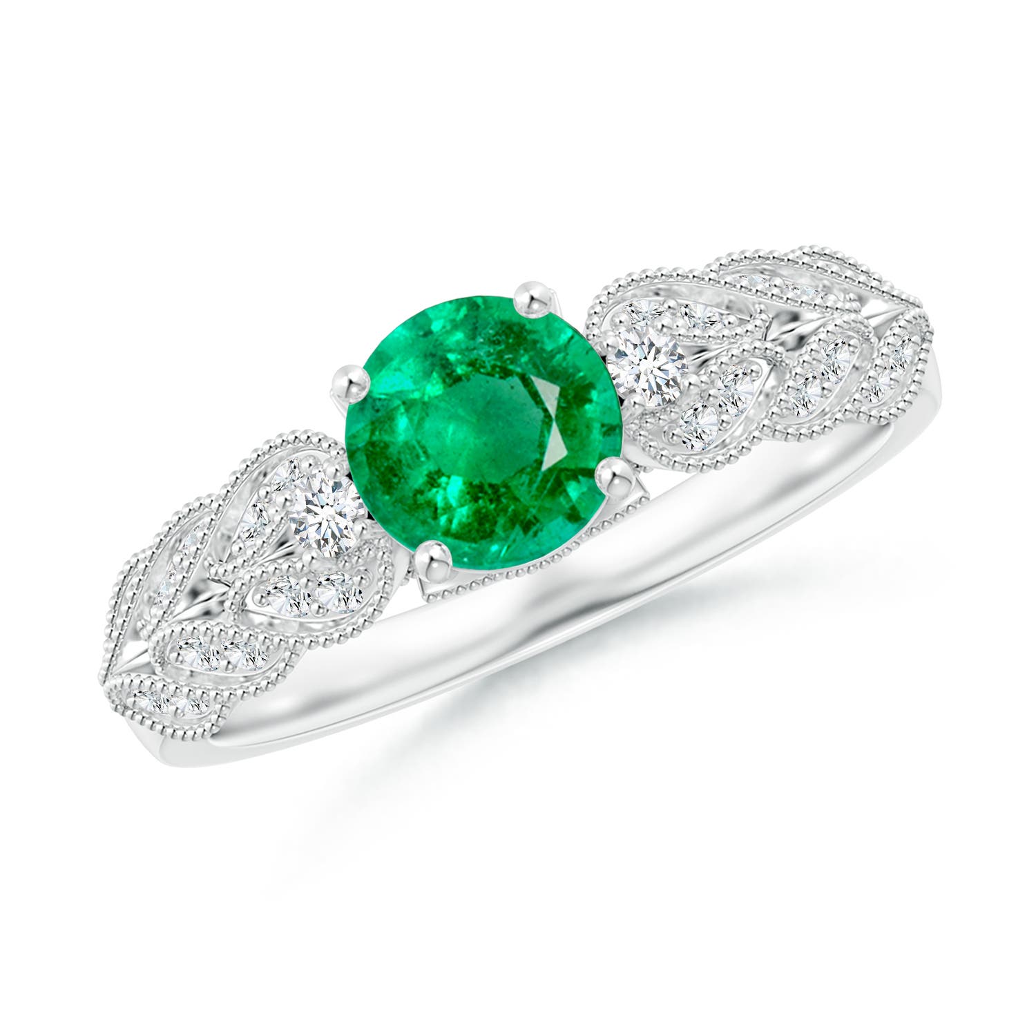 AAA - Emerald / 0.94 CT / 14 KT White Gold