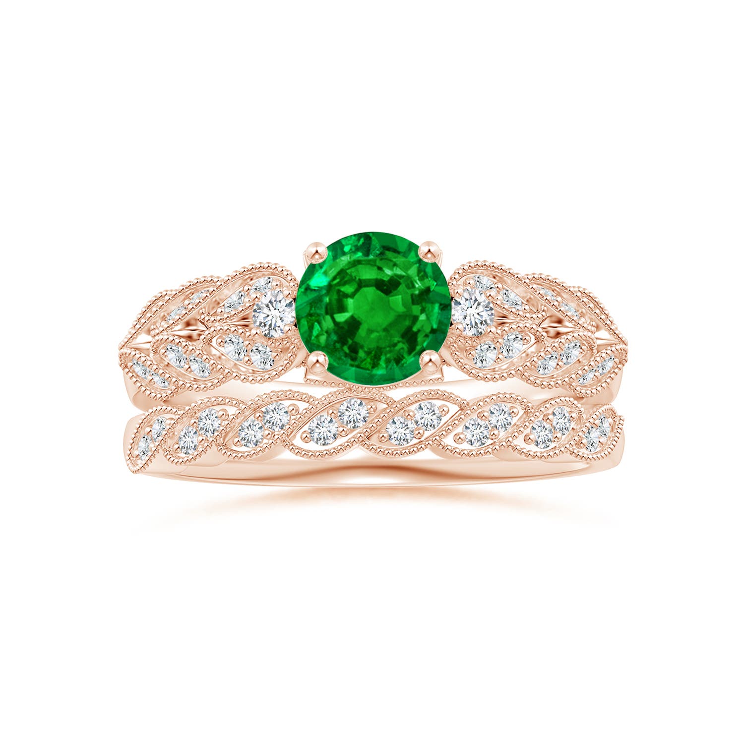 AAAA - Emerald / 0.94 CT / 14 KT Rose Gold