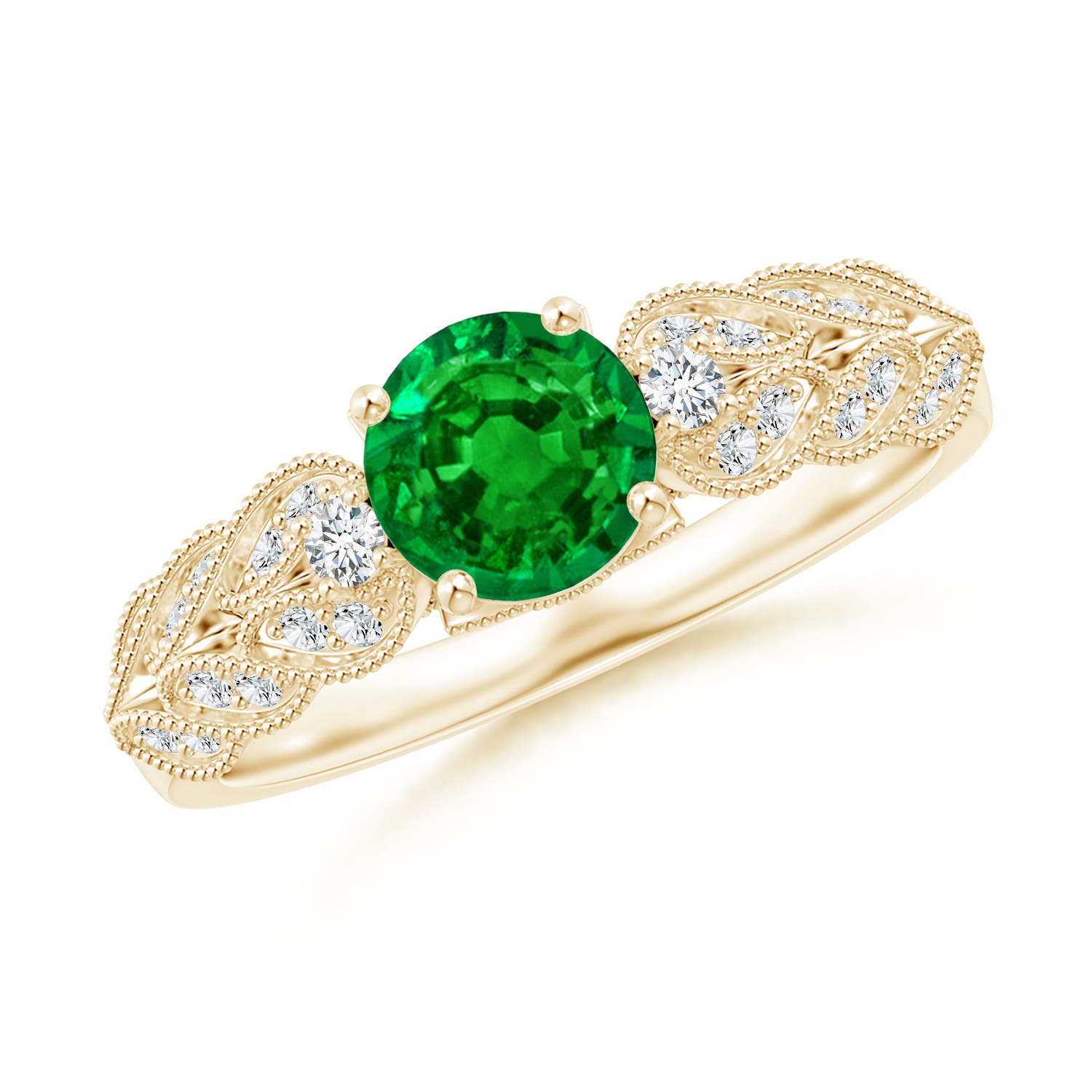 AAAA - Emerald / 0.94 CT / 14 KT Yellow Gold