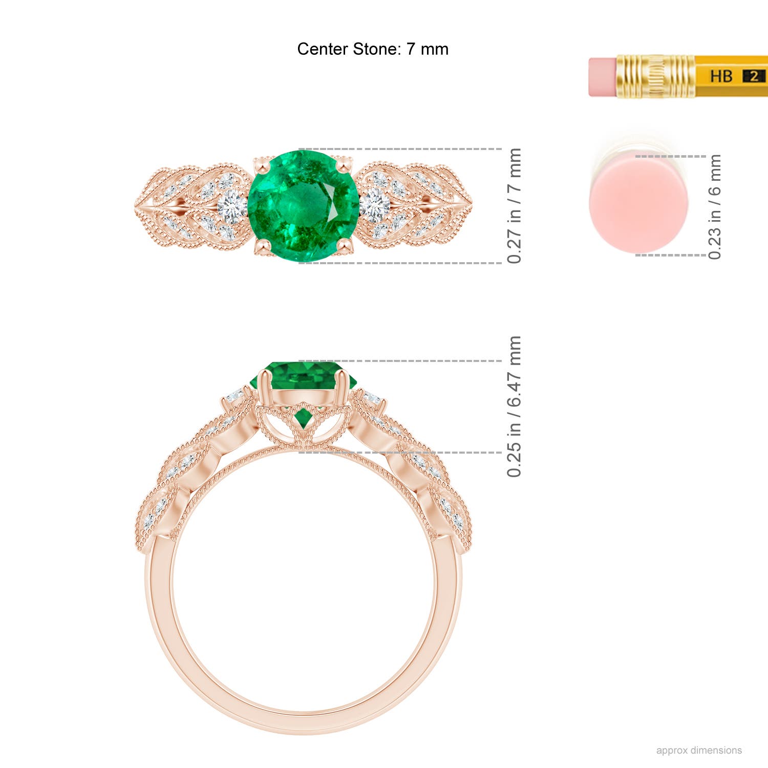 AAA - Emerald / 1.47 CT / 14 KT Rose Gold