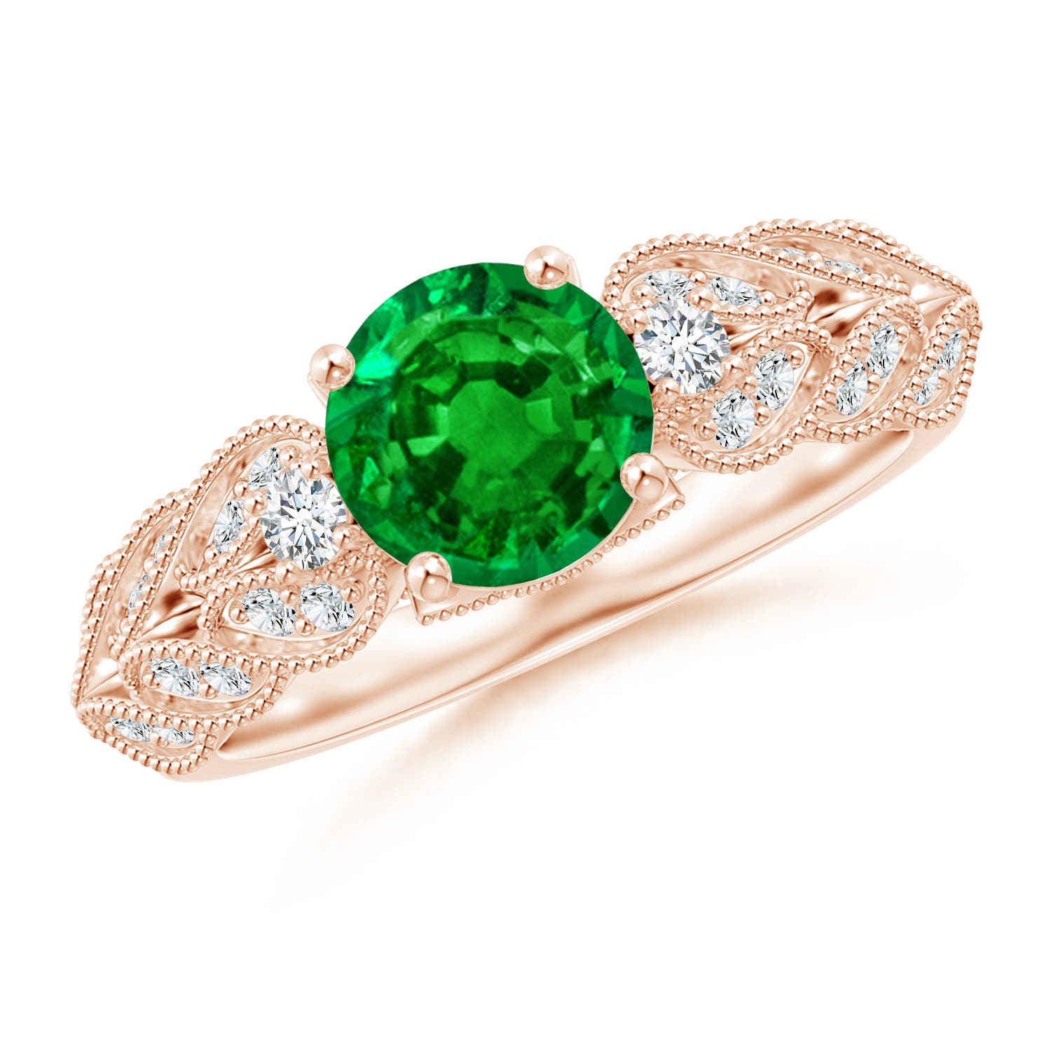 AAAA - Emerald / 1.47 CT / 14 KT Rose Gold