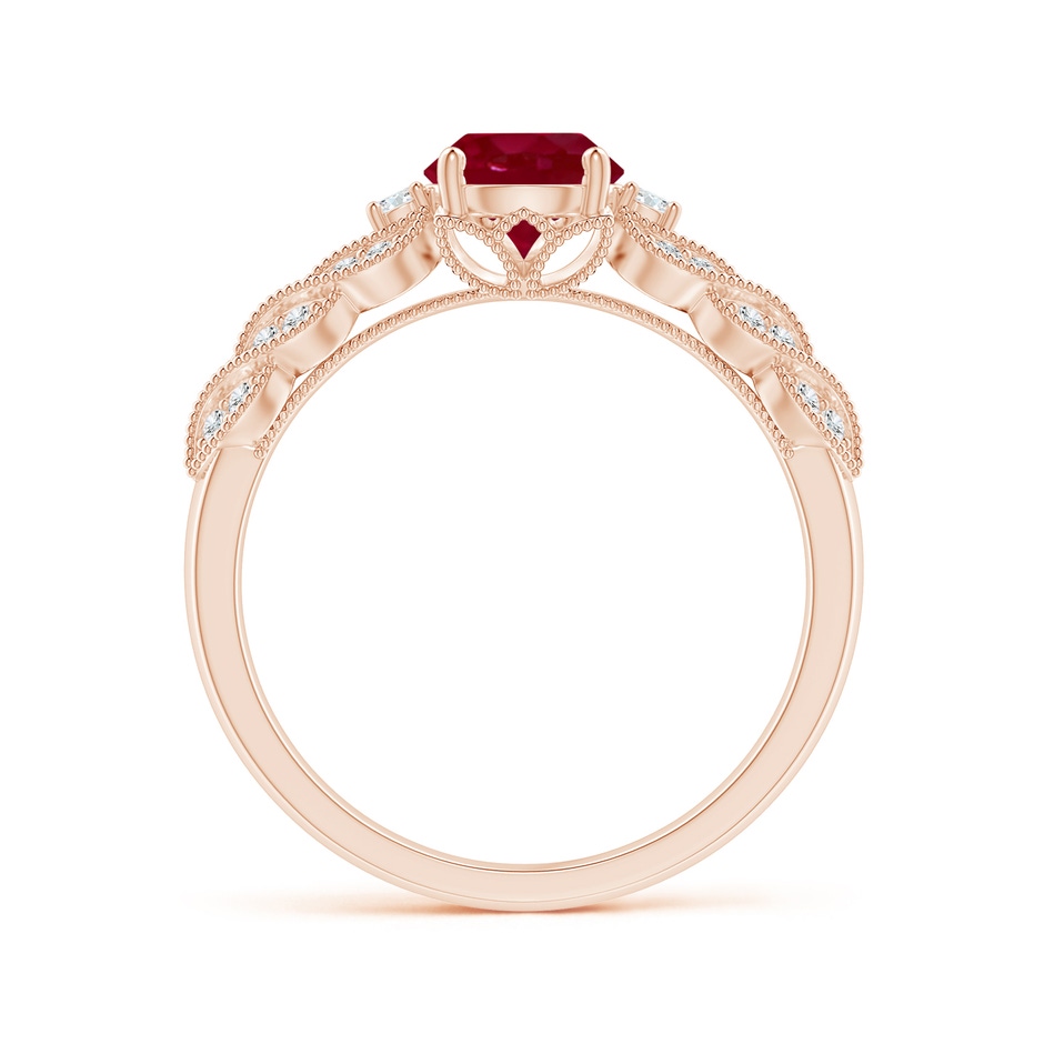 6mm AA Aeon Vintage Style Ruby Solitaire Engagement Ring with Milgrain in Rose Gold side-1