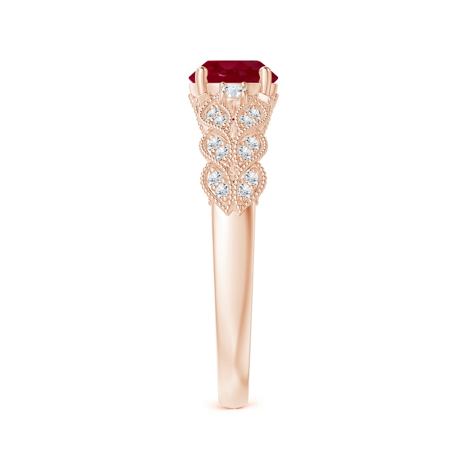 6mm AA Aeon Vintage Style Ruby Solitaire Engagement Ring with Milgrain in Rose Gold side-2