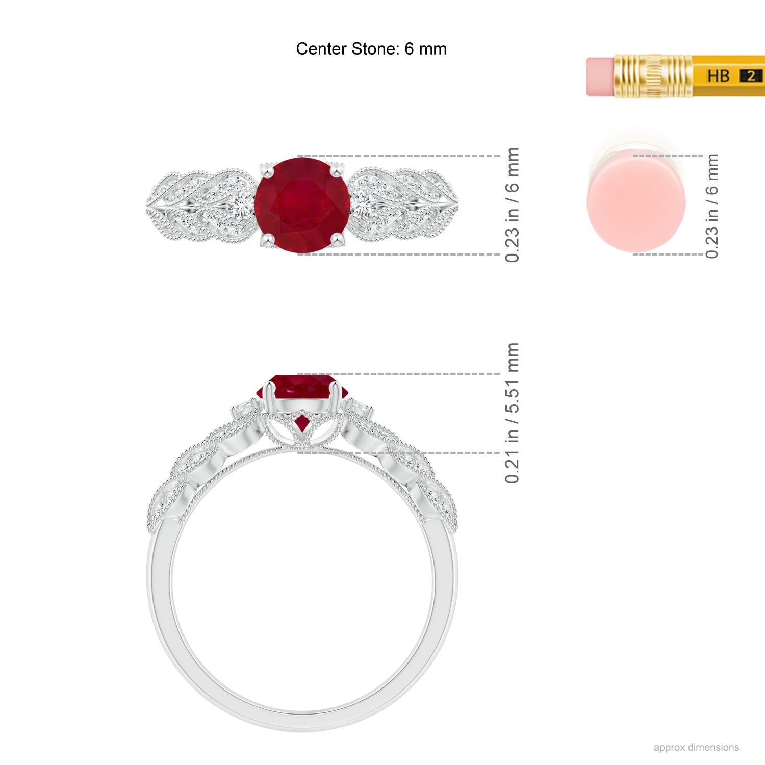 AA - Ruby / 1.19 CT / 14 KT White Gold