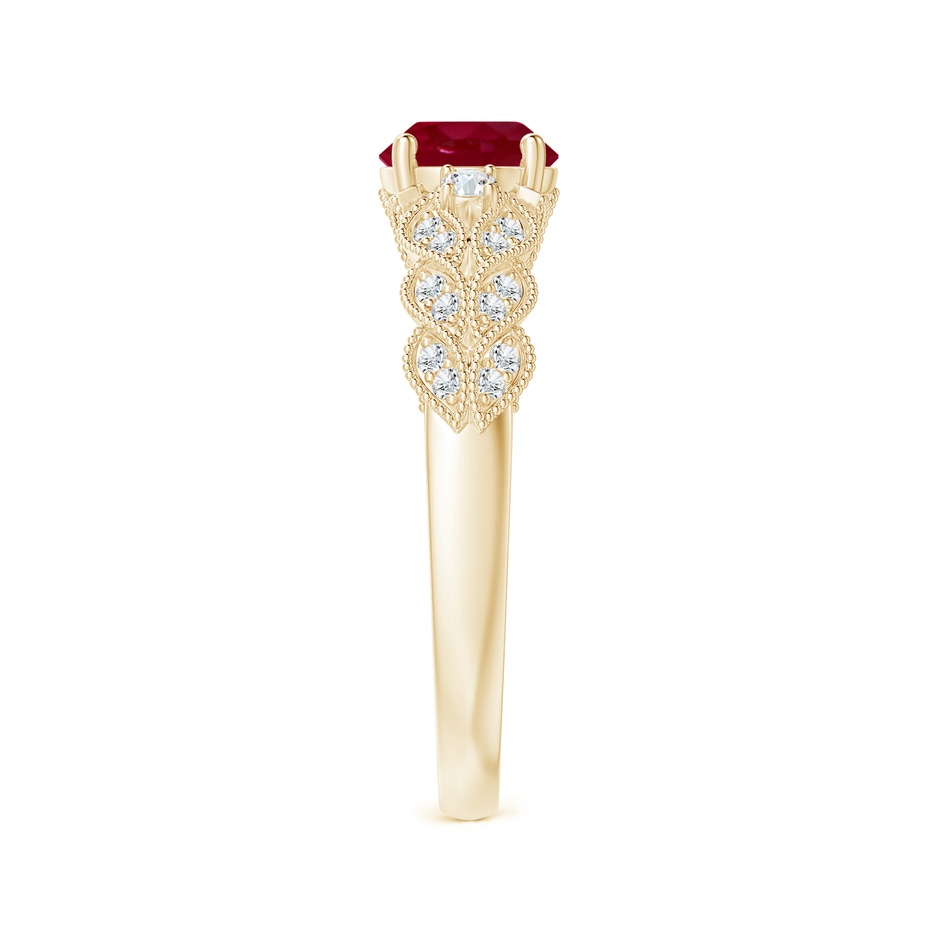 6mm AA Aeon Vintage Style Ruby Solitaire Engagement Ring with Milgrain in Yellow Gold side-2
