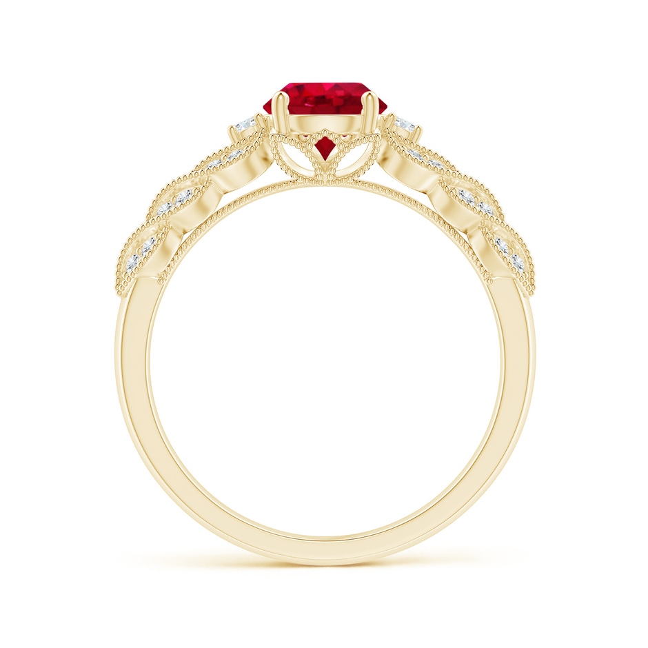6mm AAA Aeon Vintage Style Ruby Solitaire Engagement Ring with Milgrain in 18K Yellow Gold side-1