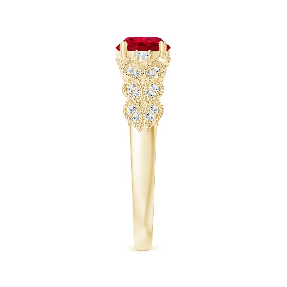 6mm AAA Aeon Vintage Style Ruby Solitaire Engagement Ring with Milgrain in 18K Yellow Gold side-2