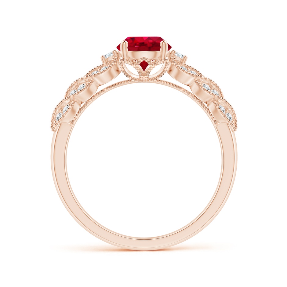 6mm AAA Aeon Vintage Style Ruby Solitaire Engagement Ring with Milgrain in Rose Gold side-1