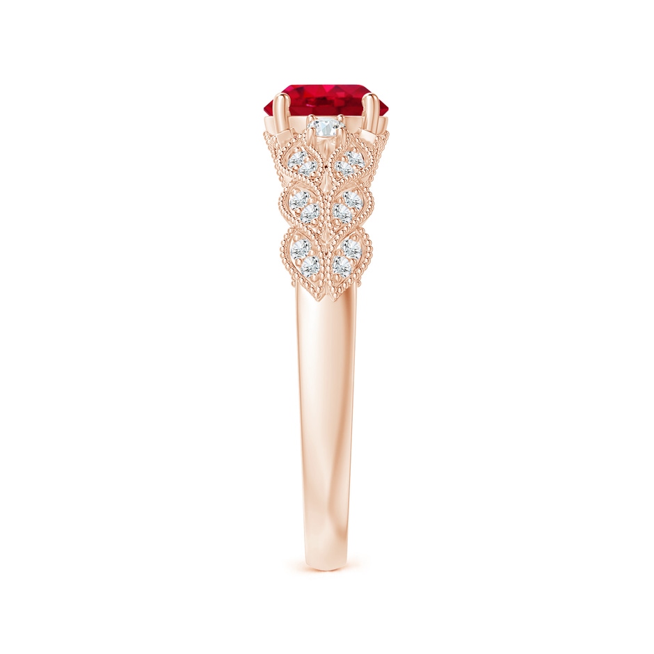 6mm AAA Aeon Vintage Style Ruby Solitaire Engagement Ring with Milgrain in Rose Gold side-2