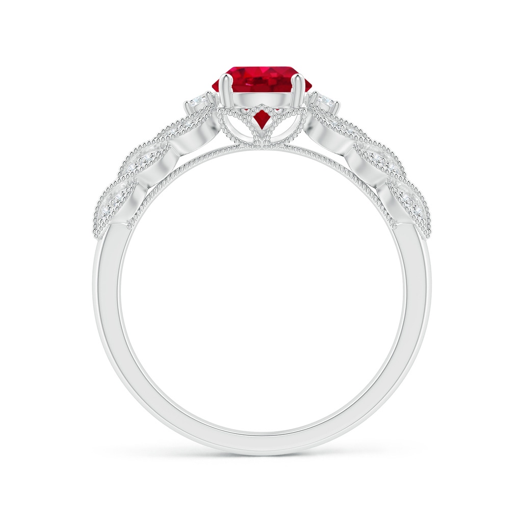 6mm AAA Aeon Vintage Style Ruby Solitaire Engagement Ring with Milgrain in White Gold Side-1