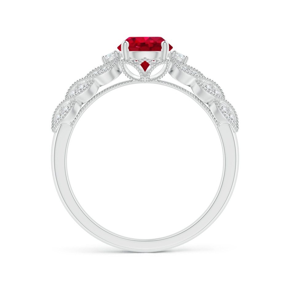 6mm AAA Aeon Vintage Style Ruby Solitaire Engagement Ring with Milgrain in White Gold side-1