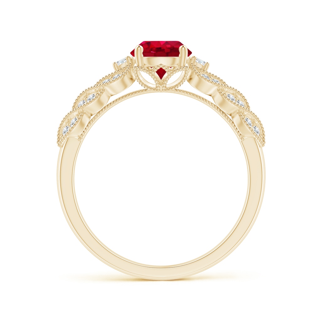 6mm AAA Aeon Vintage Style Ruby Solitaire Engagement Ring with Milgrain in Yellow Gold - side_1