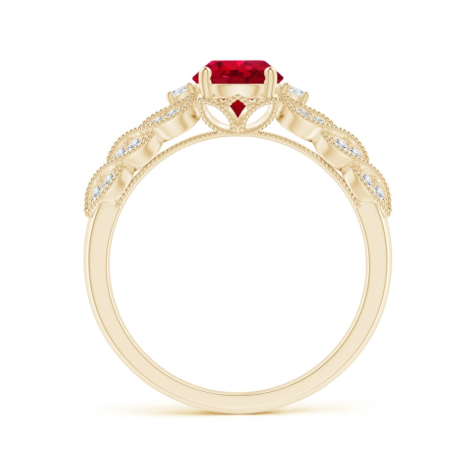 6mm AAA Aeon Vintage Style Ruby Solitaire Engagement Ring with Milgrain in Yellow Gold side-1