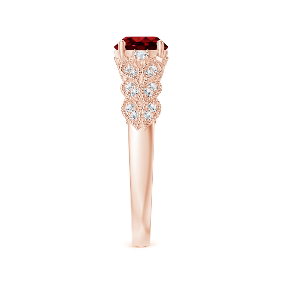 6mm AAAA Aeon Vintage Style Ruby Solitaire Engagement Ring with Milgrain in 18K Rose Gold side-2