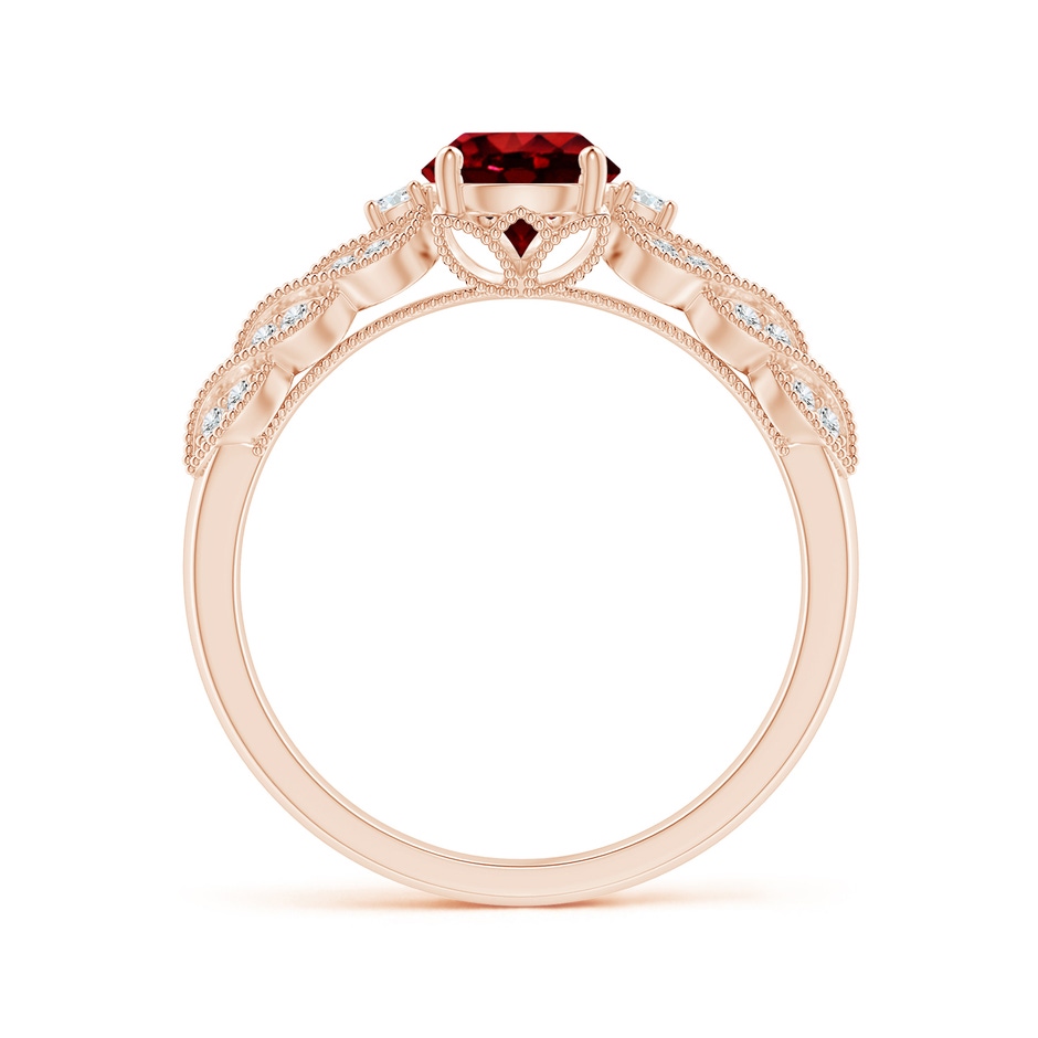 6mm AAAA Aeon Vintage Style Ruby Solitaire Engagement Ring with Milgrain in Rose Gold side-1